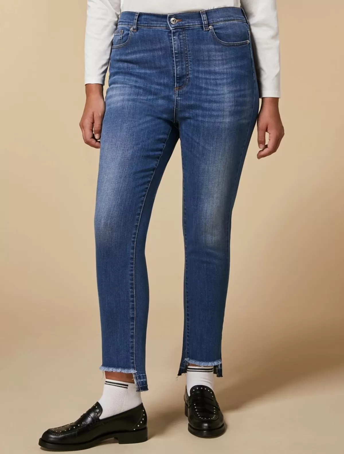 Jean Coupe Slim En Denim Stretch<Marina Rinaldi Best Sale