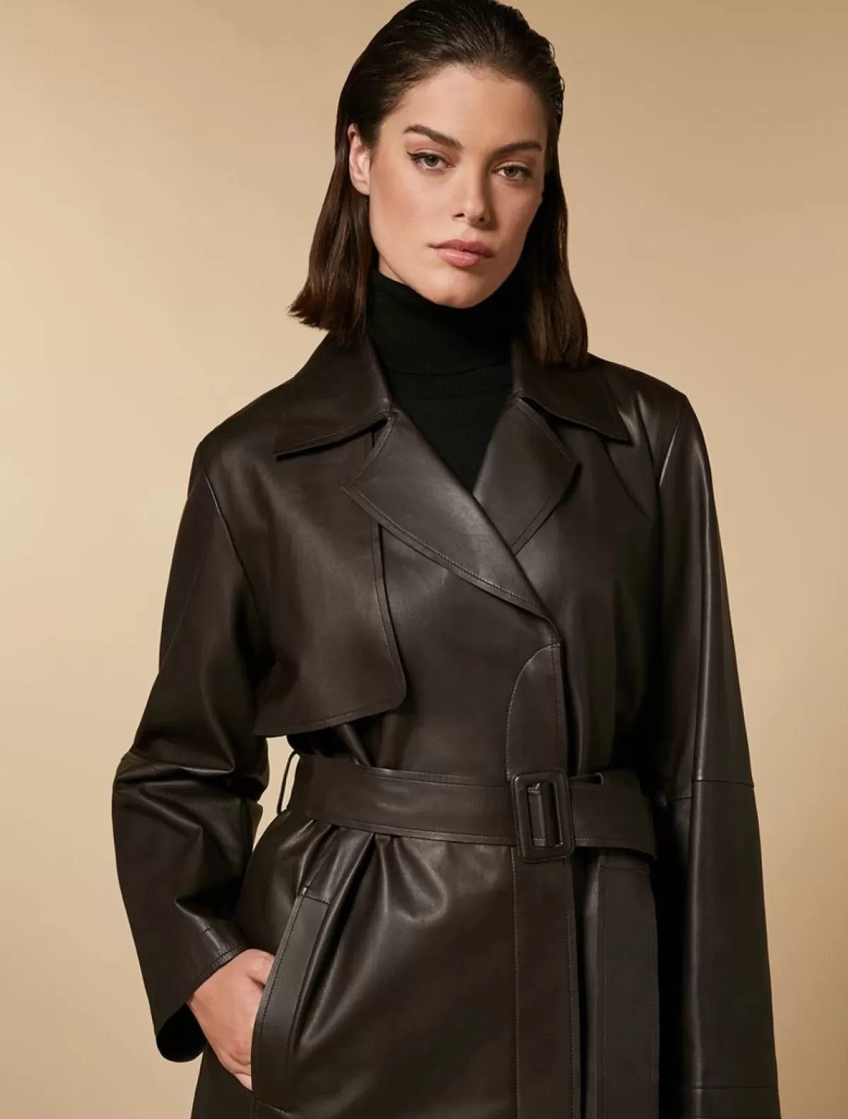 Manteau En Cuir Nappa<Marina Rinaldi Best Sale