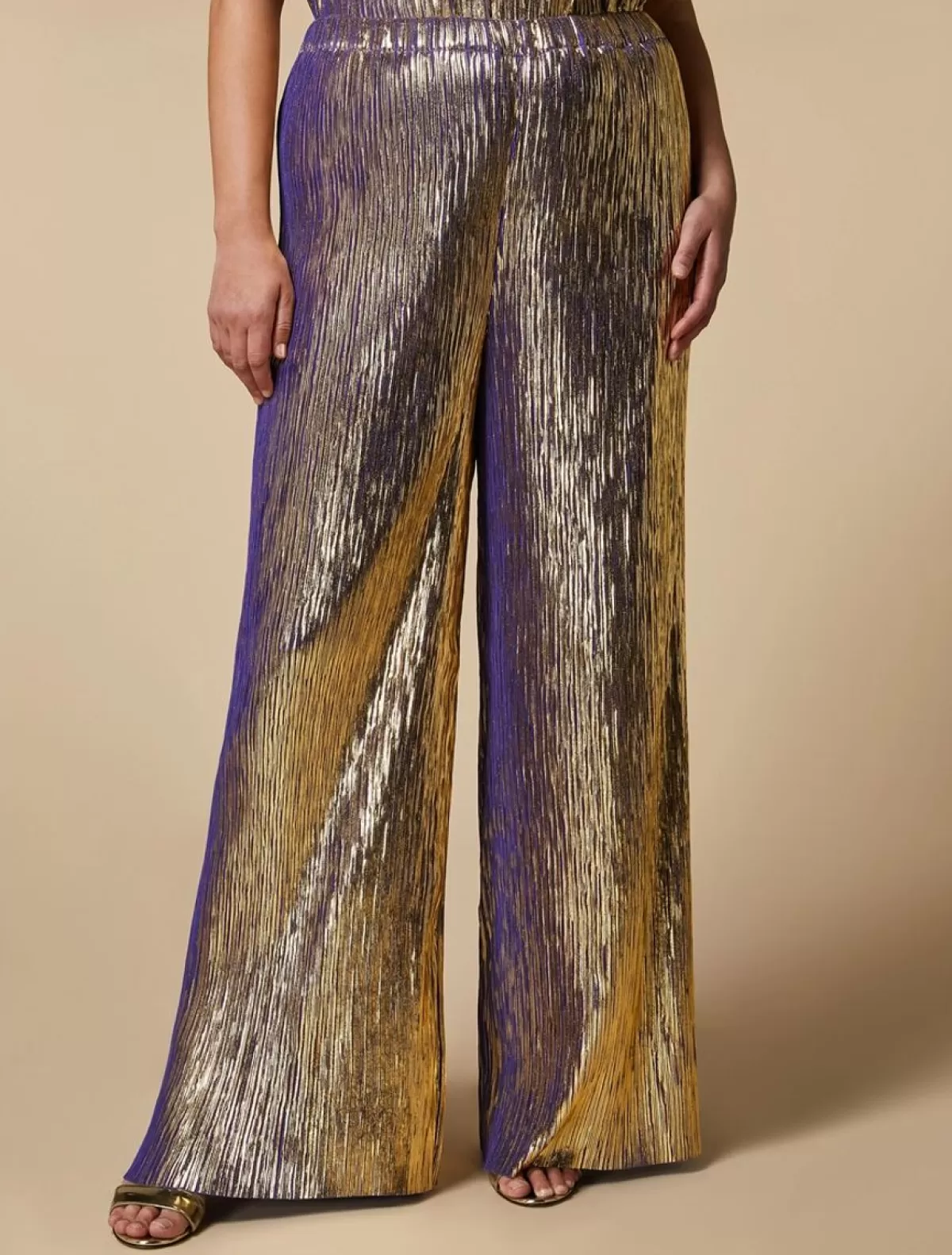 Pantalon A Pinces Metallisees<Marina Rinaldi Fashion