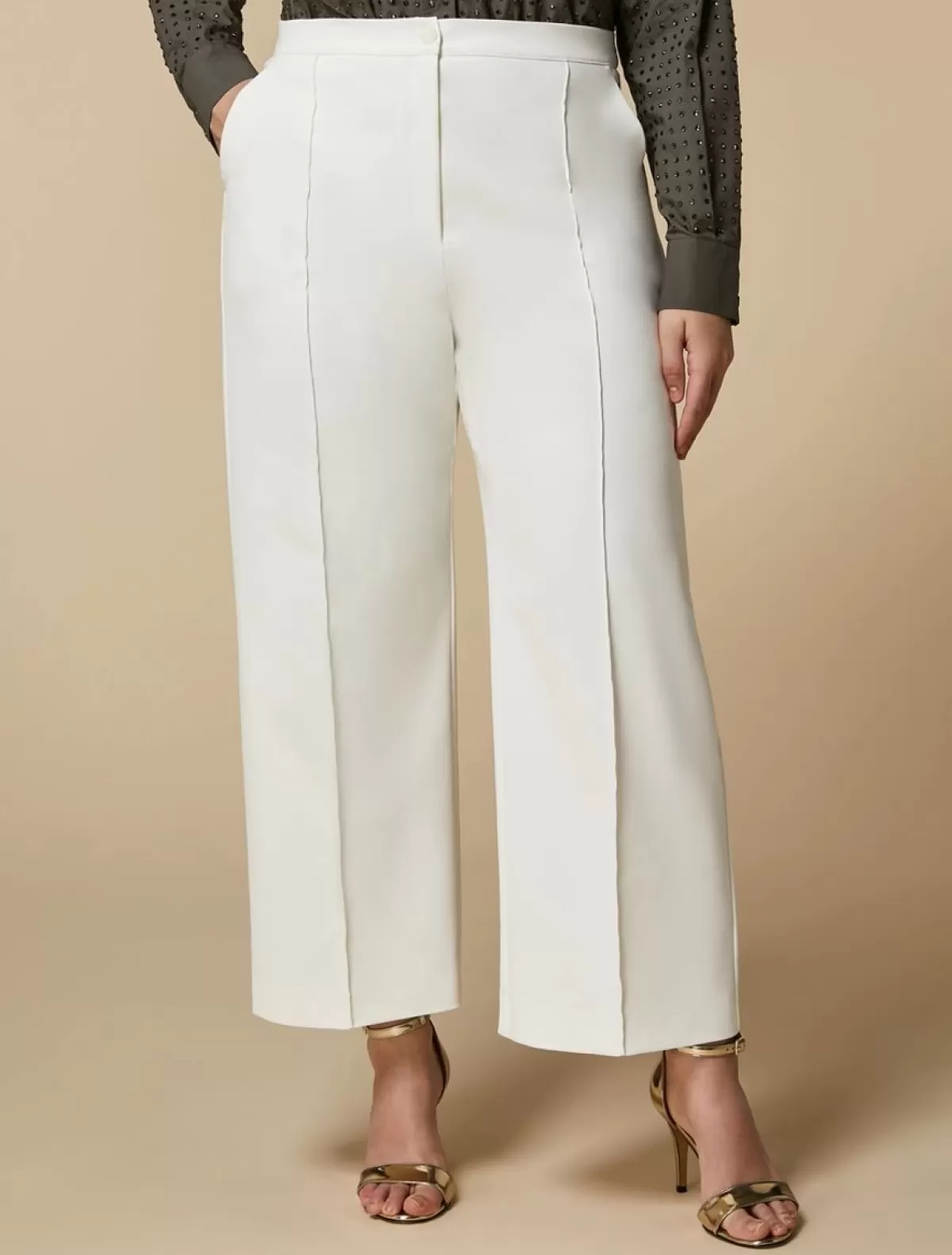 Pantalon Droit En Toile De Coton<Marina Rinaldi Hot