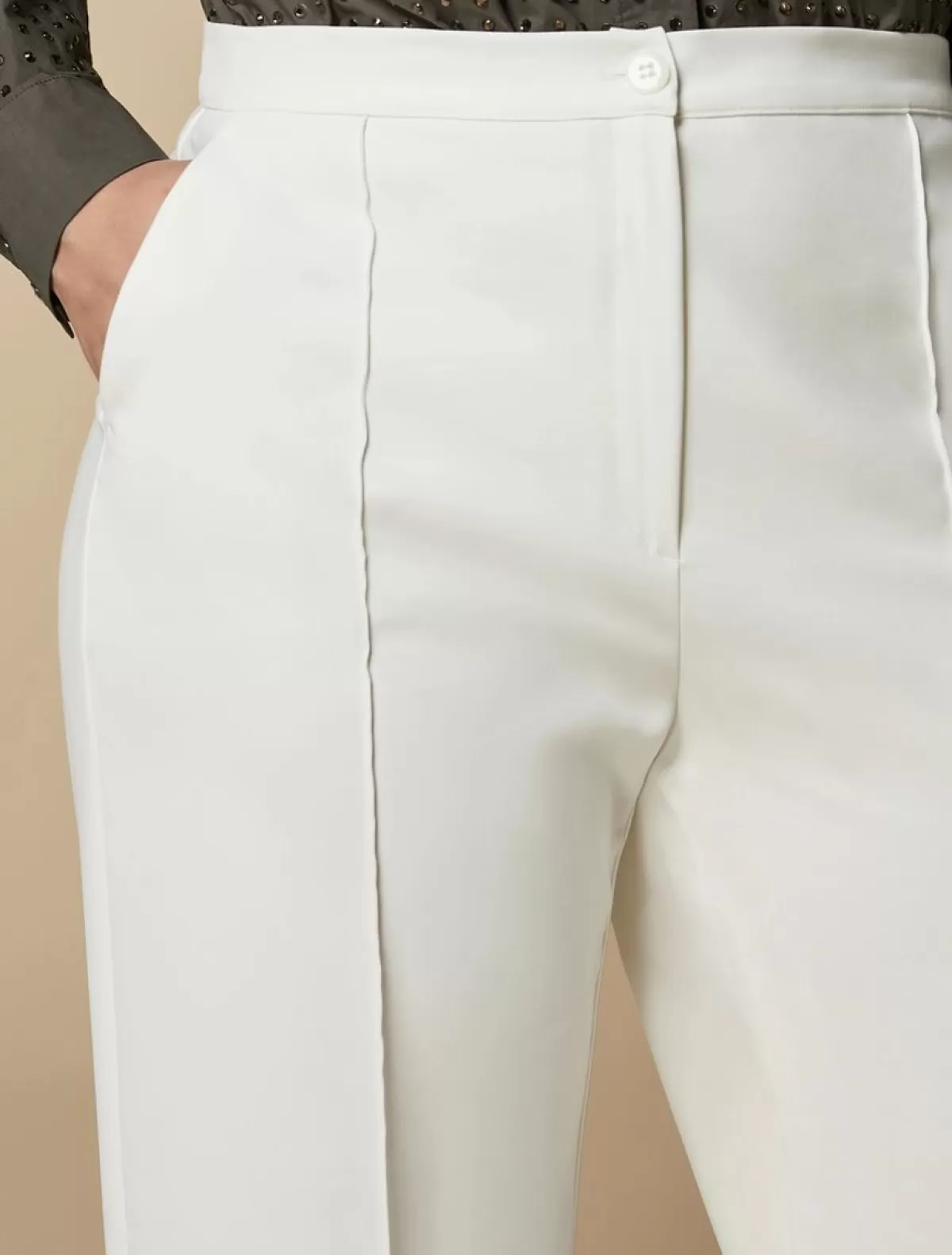 Pantalon Droit En Toile De Coton<Marina Rinaldi Hot