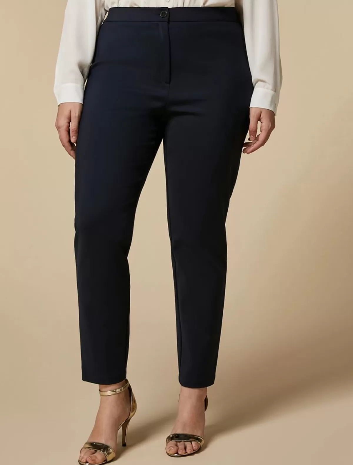 Pantalon Slim En Toile De Coton<Marina Rinaldi New