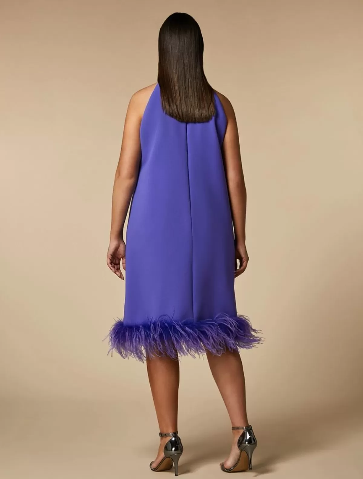 Robe En Crepe Ornee De Plumes<Marina Rinaldi Cheap