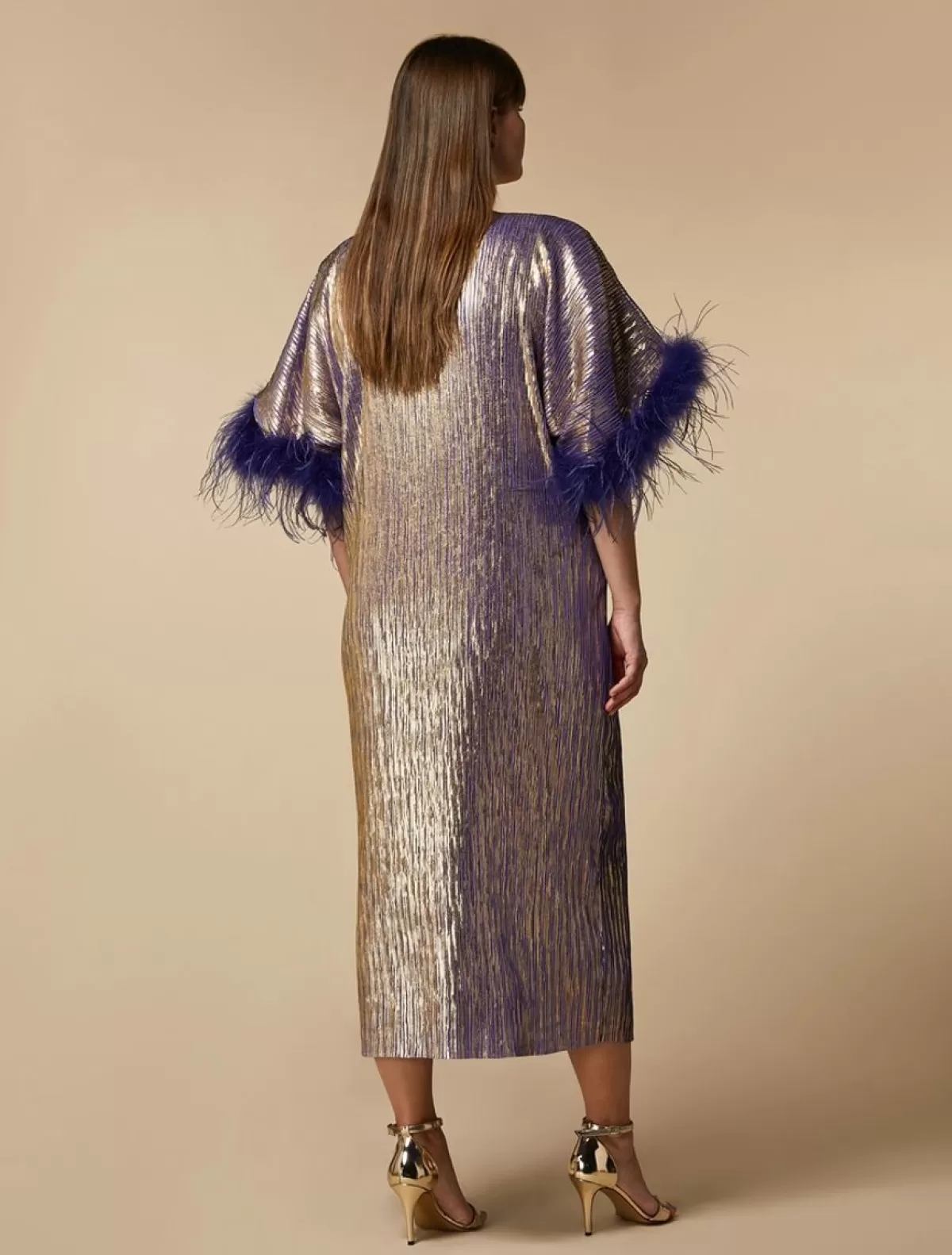 Robe Metallisee Avec Plumes<Marina Rinaldi Cheap