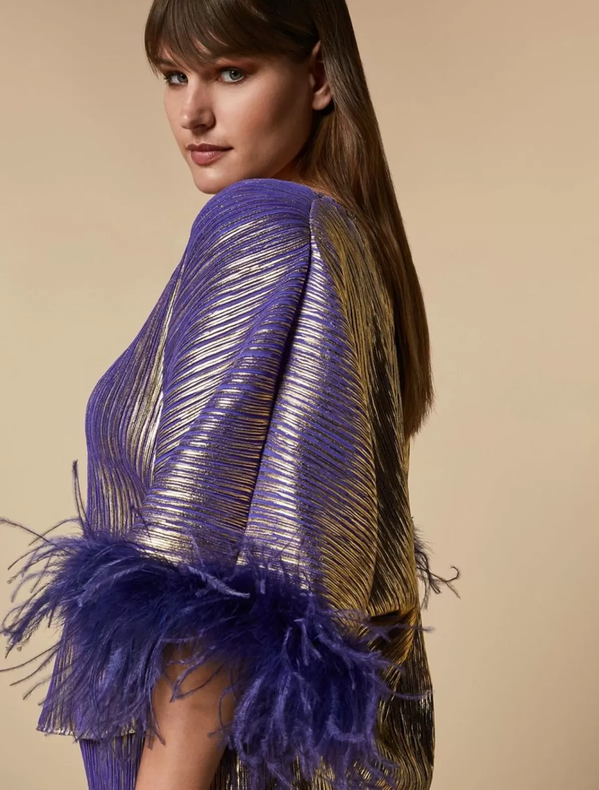 Top Metallise Avec Plumes<Marina Rinaldi Clearance