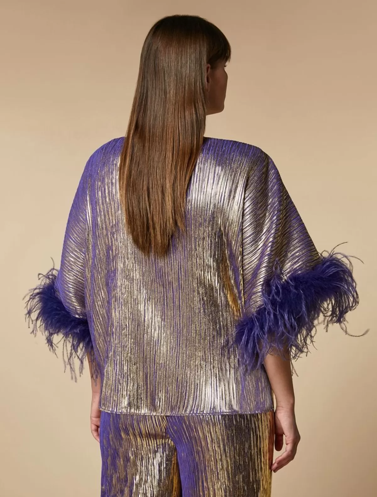 Top Metallise Avec Plumes<Marina Rinaldi Clearance